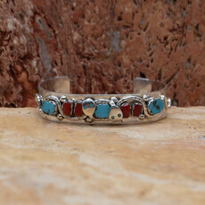 RUNNING BEAR Effie/Joy Calavaza Turquoise Coral Cuff