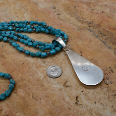 Rio Grande Wholesale Daniel Coritz MOP pendant and turquoise beads- 28"