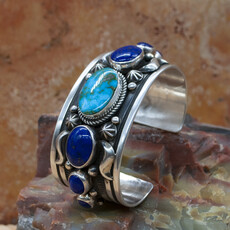 Rio Grande Wholesale Sonoran turquoise and lapiz cuff