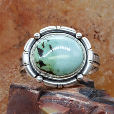 Large Green Oval Turquoise Cuff