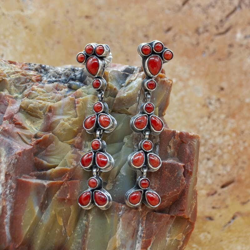 Federico Sterling Silver Coral Post Earrings
