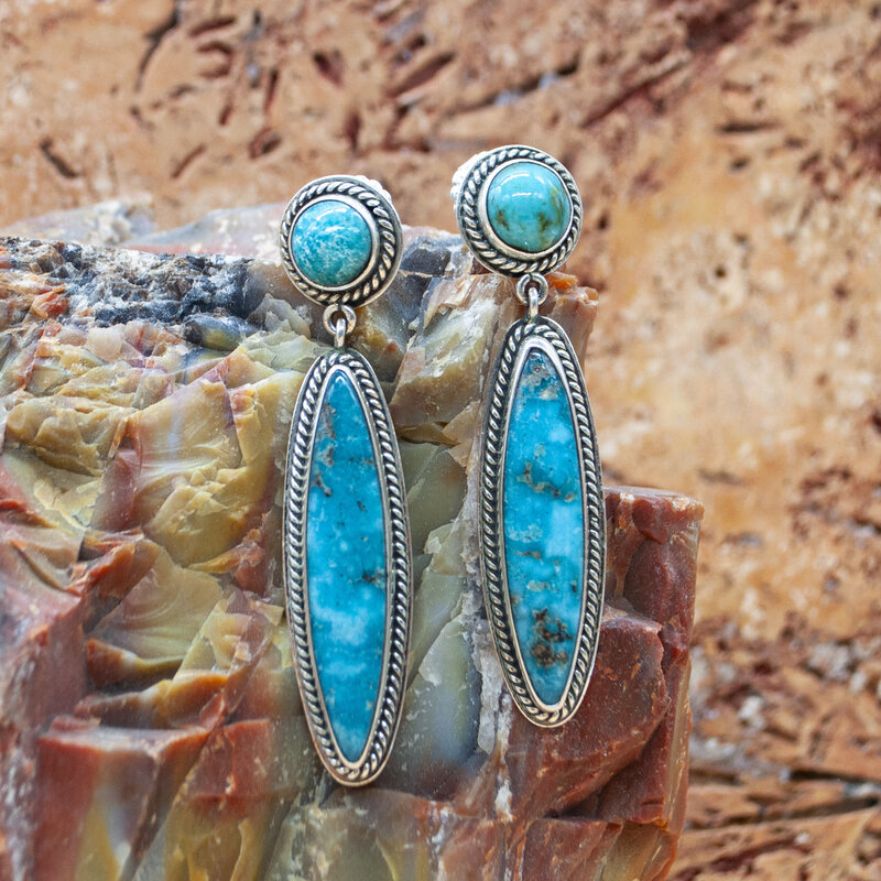 Federico Long 2-Stone Turquoise Posts