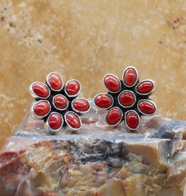 Federico Coral Flower Post Earrings