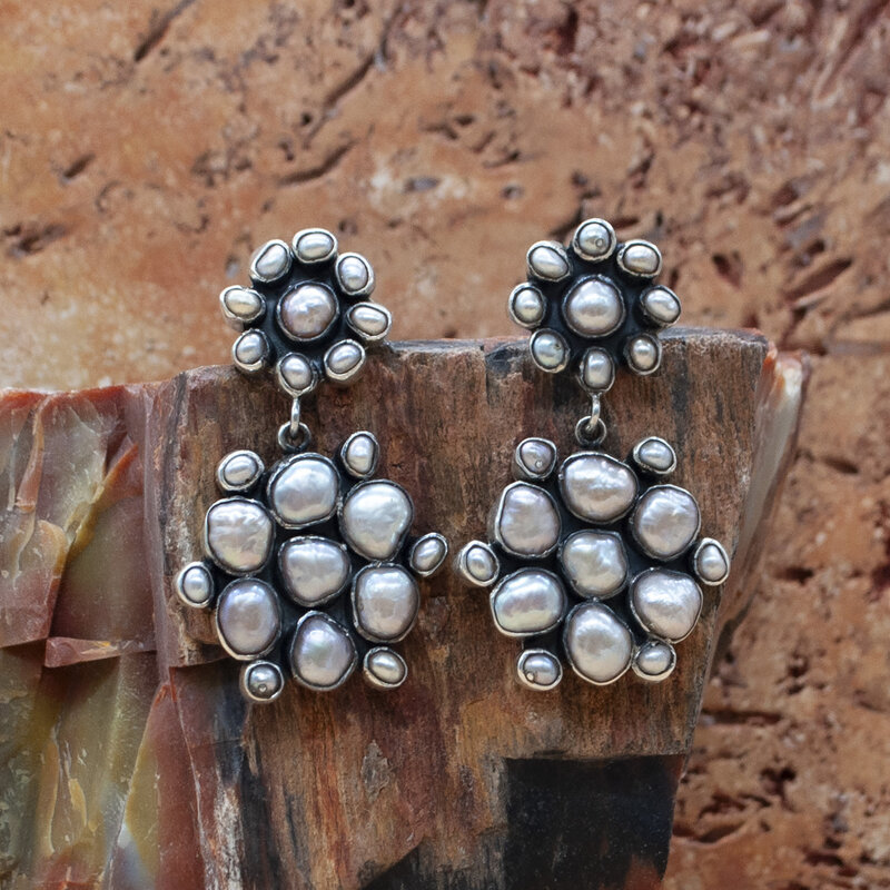 Pearl Flower Cluster Earrings