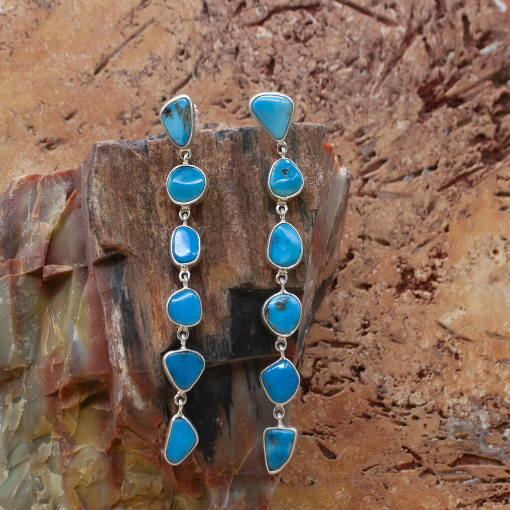 Federico 6 Stone Turquoise Dangle Earrings