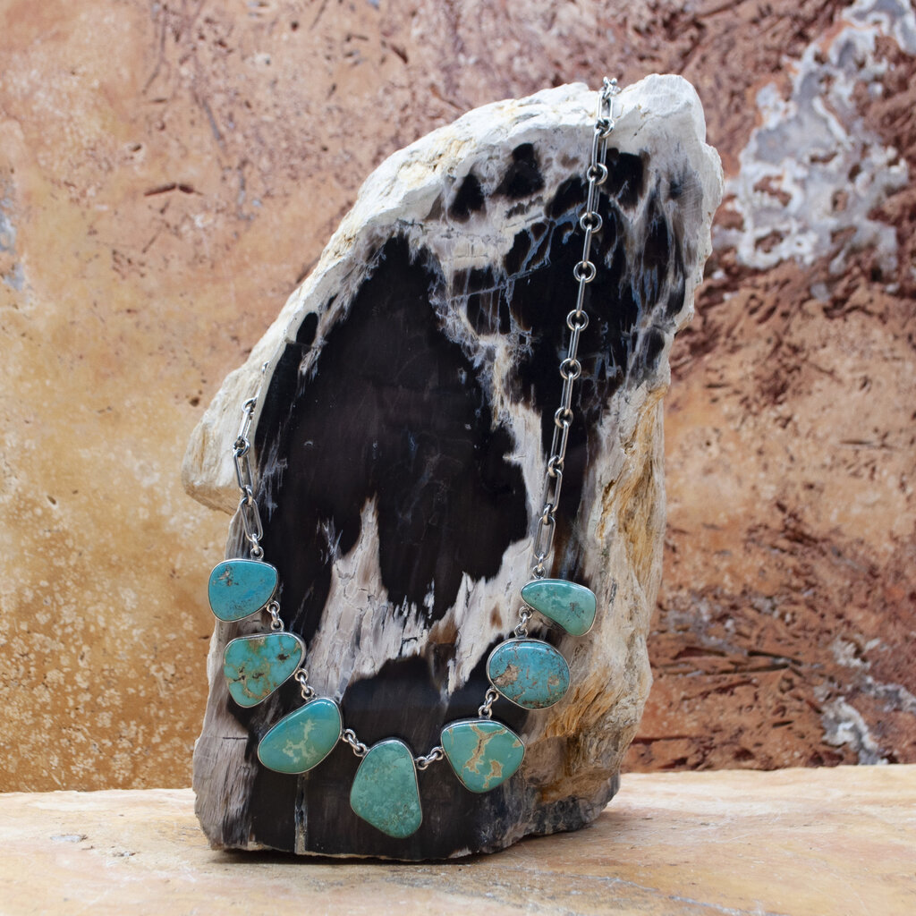 Federico Green Turquoise 7 Stone Necklace