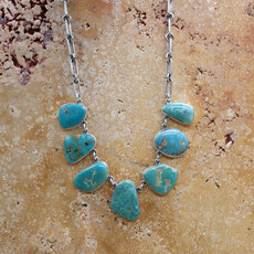 Federico Green Turquoise 7 Stone Necklace