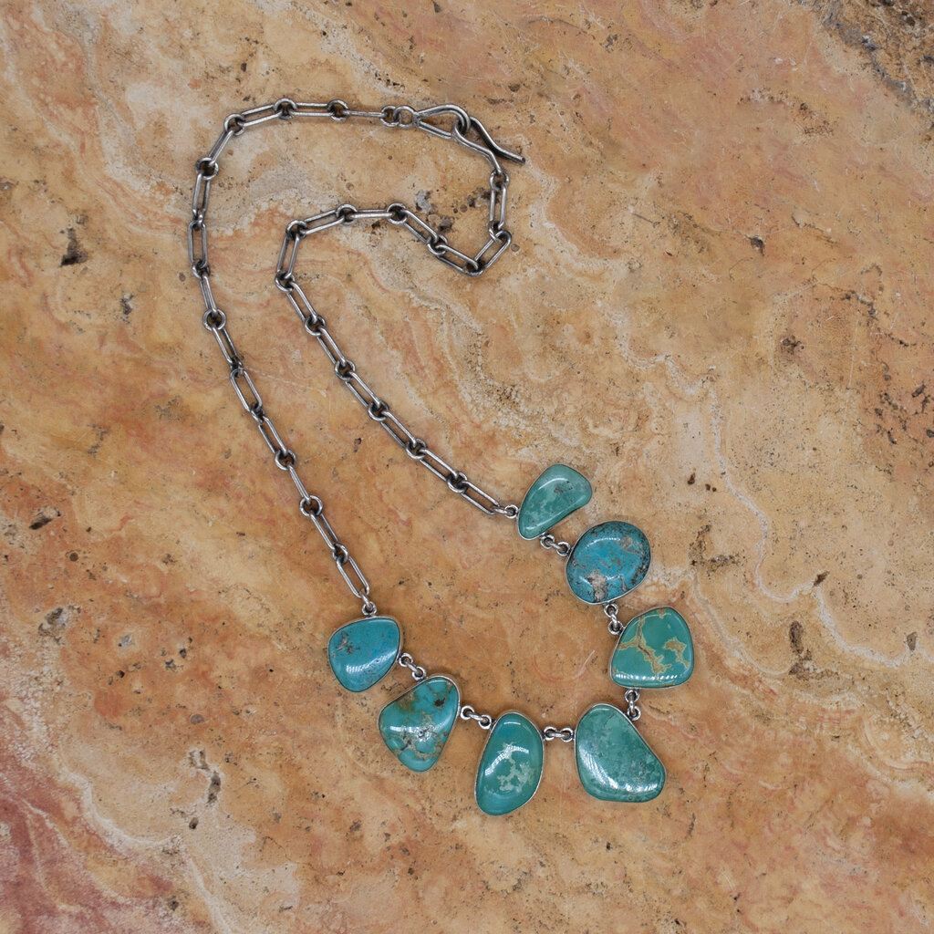 Federico Green Turquoise 7 Stone Necklace