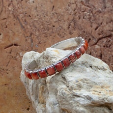 Federico Red & Orange Spiny Oyster Single Row Cuff