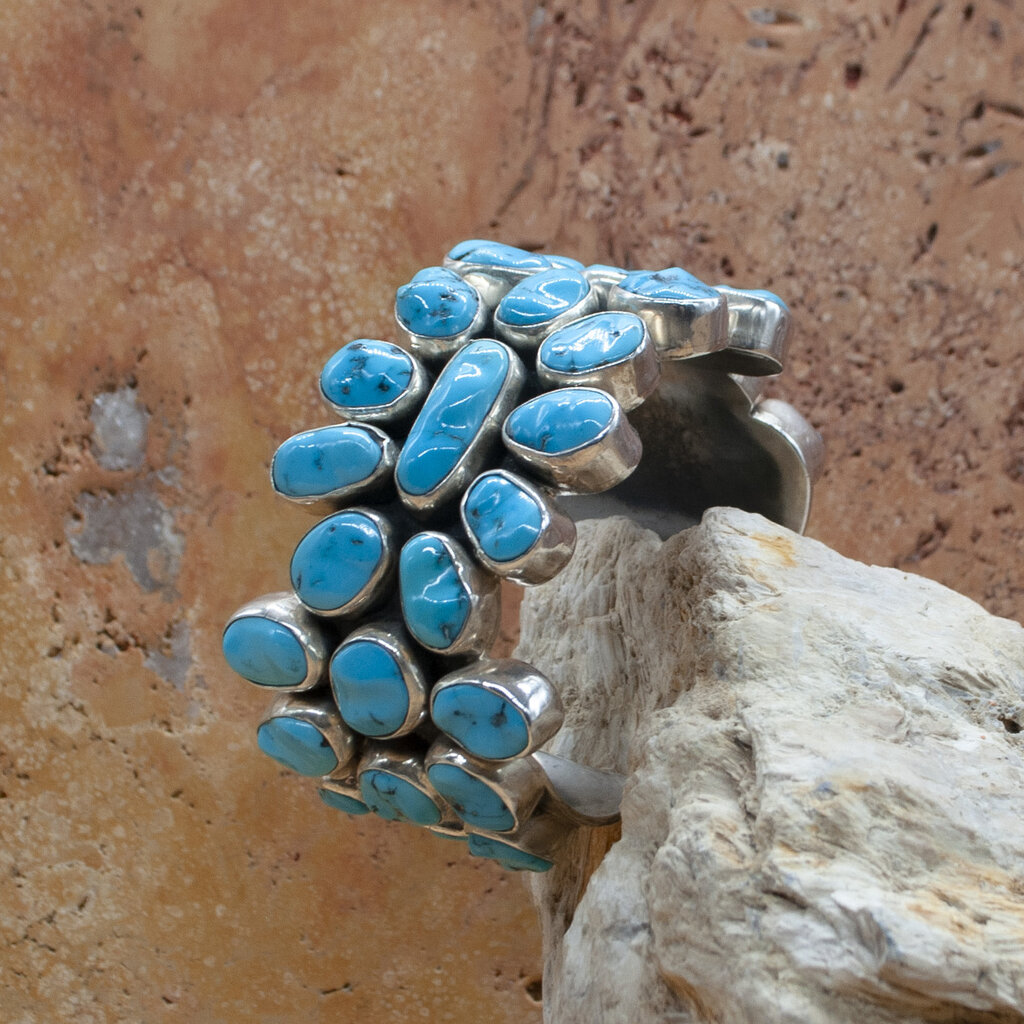 Federico Kingman Turquoise Flower Cluster Cuff