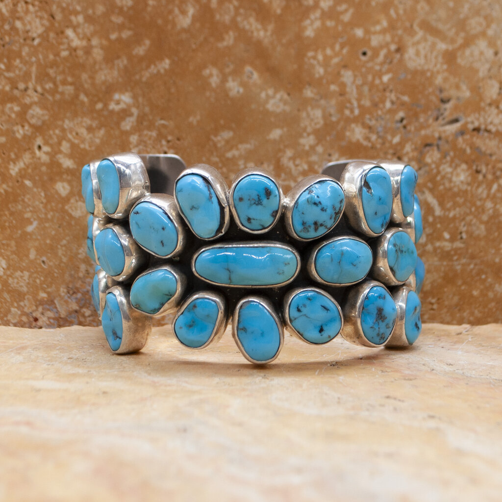 Federico Kingman Turquoise Flower Cluster Cuff