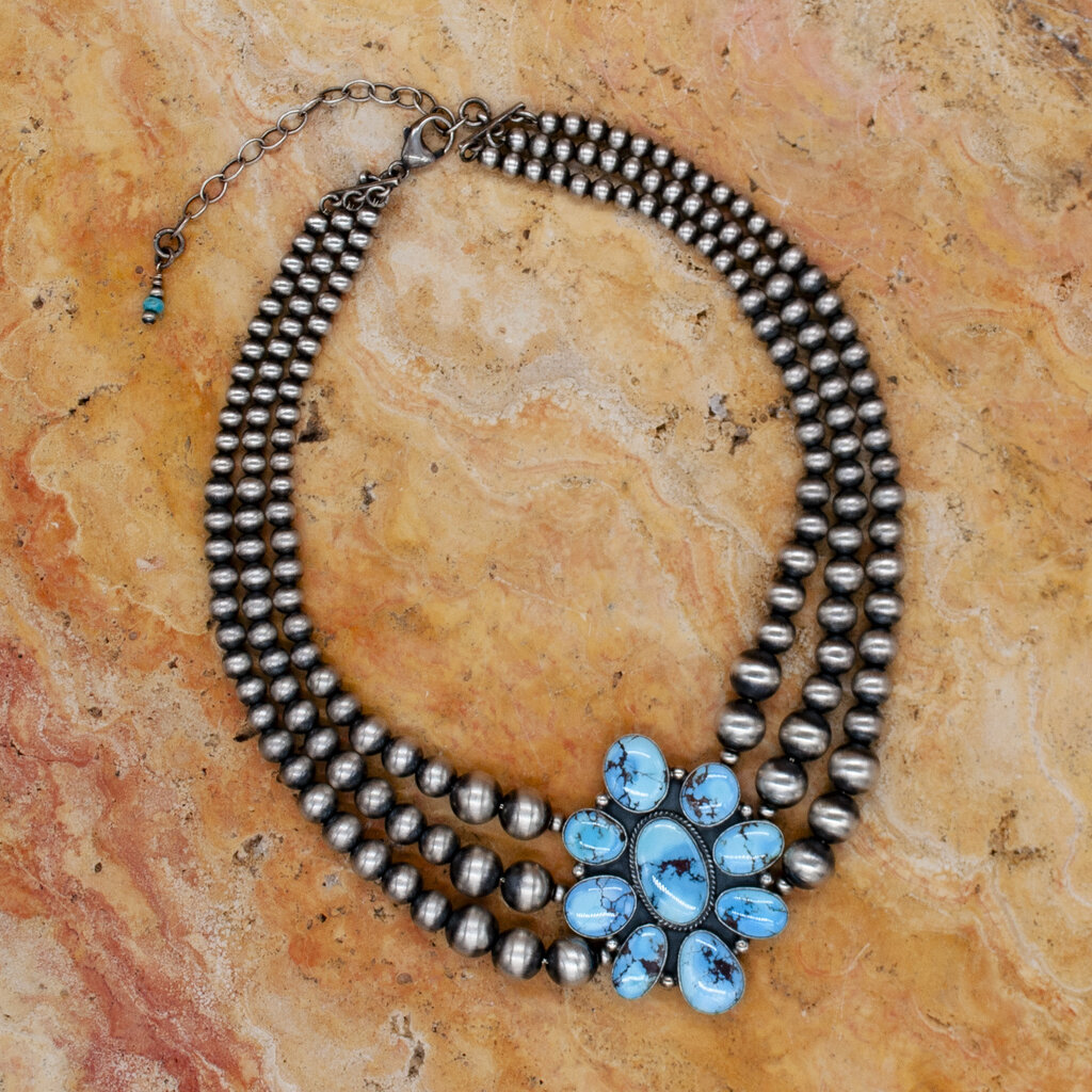 Rio Grande Wholesale Golden Hills Turquoise Necklace w/ Navajo Pearls
