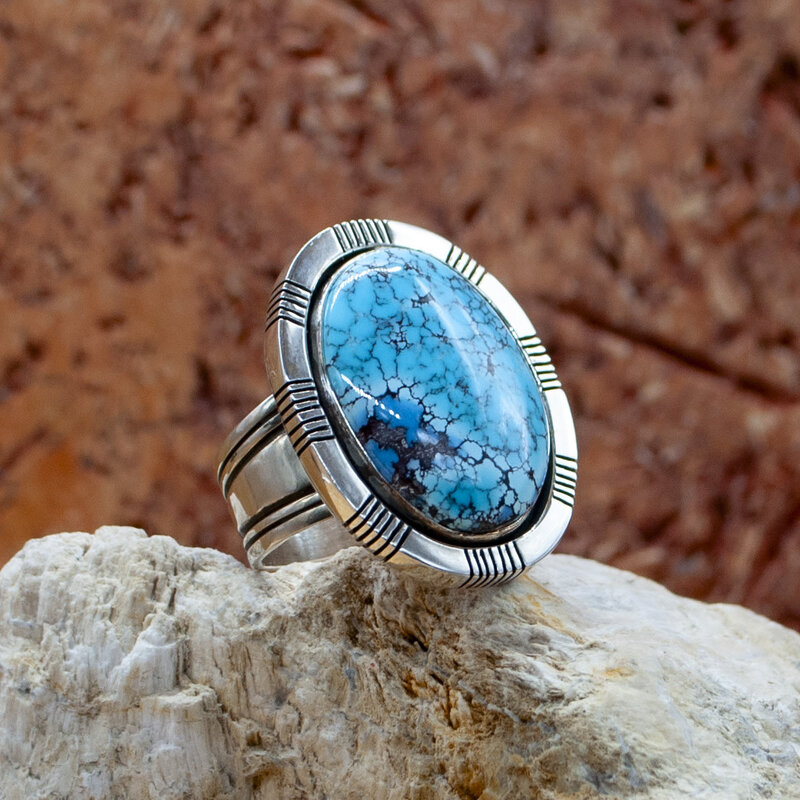 BILAGAANAS Golden Hills Turquoise Ring size 8