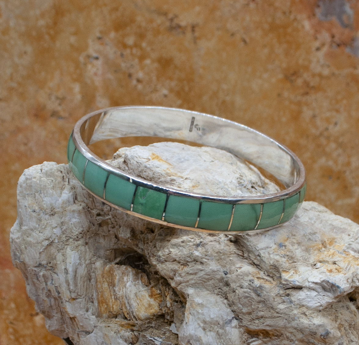 Federico Green Turquoise Inlay Bangle