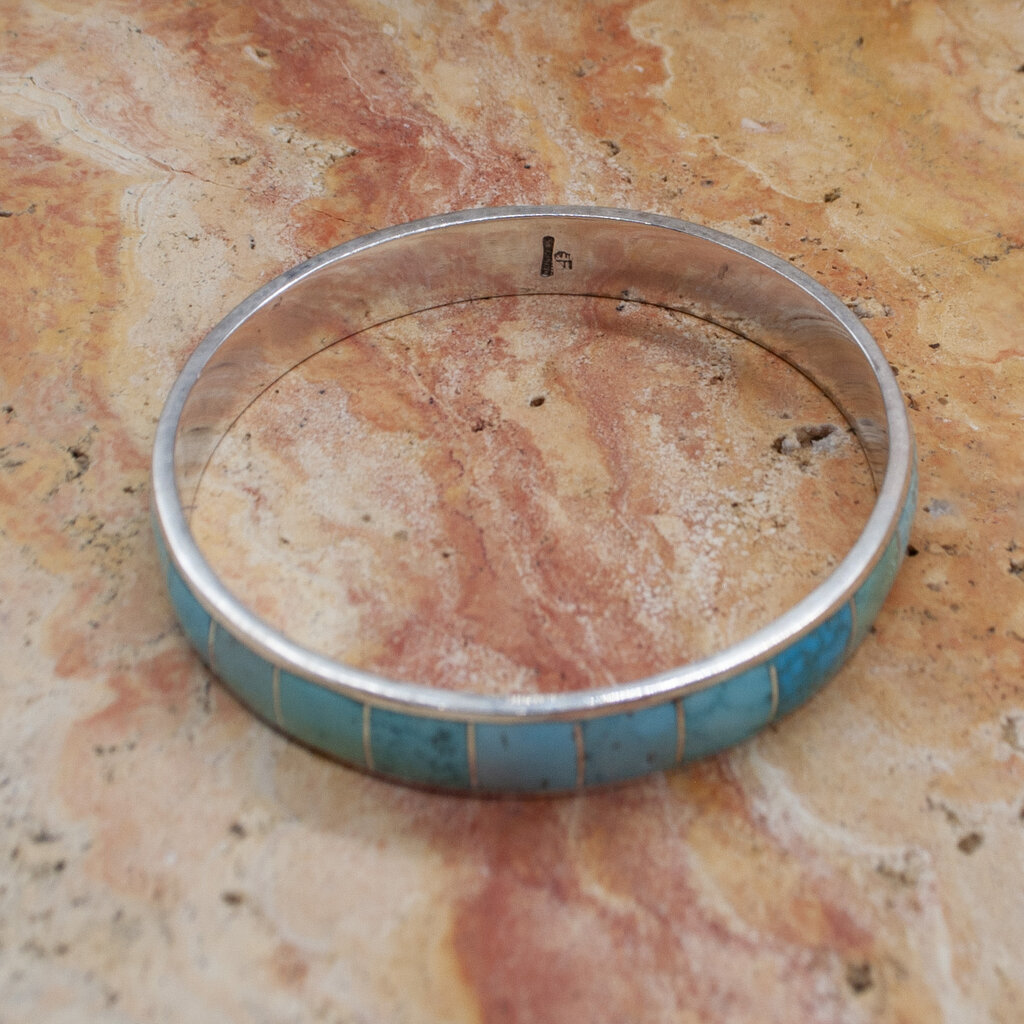 Federico Blue Turquoise Inlay Bangle