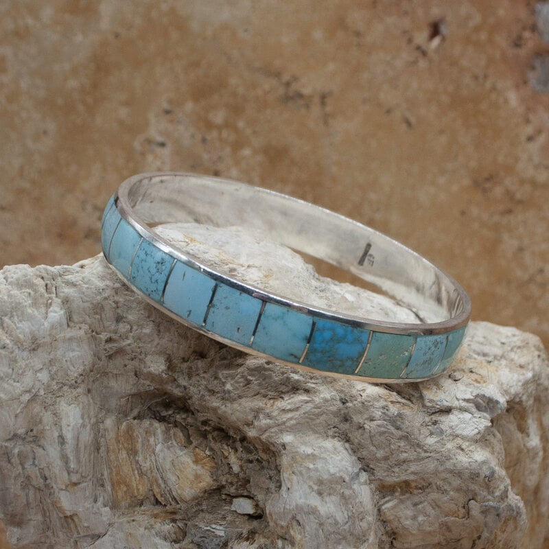 Federico Blue Turquoise Inlay Bangle