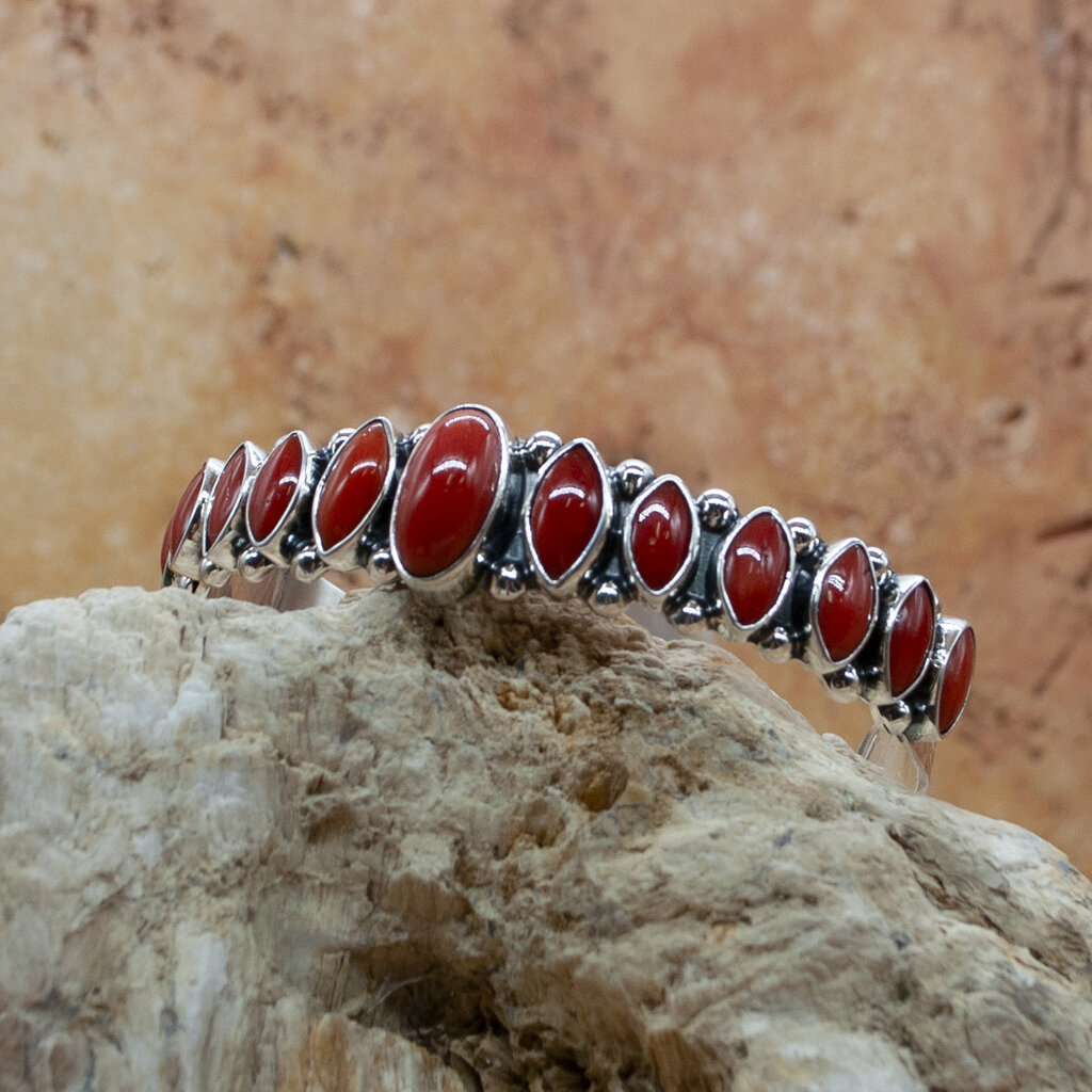 Coral Cuff in Sterling Silver