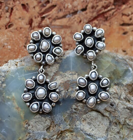 Federico Double Cluster Pearl Flower Earrings