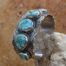 Federico 5 Stone "Old Man" Turquoise Cuff