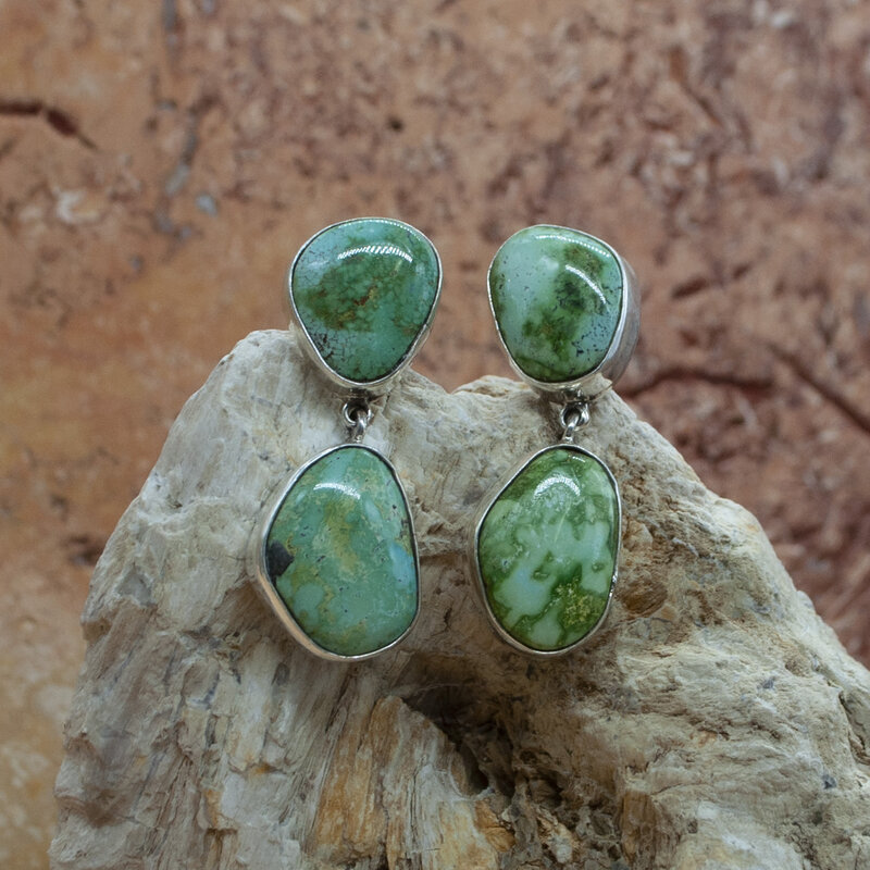 Federico Green Sonoran Turquoise 2 Stone Earrings