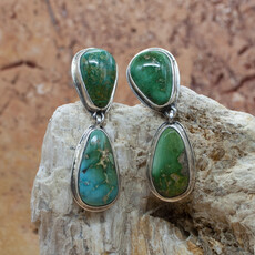 Federico Green/Blue Sonoran Turquoise 2 Stone Earrings