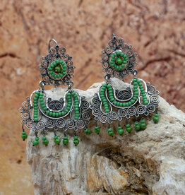Federico Silver Lace w/ Green Turquoise Earrings
