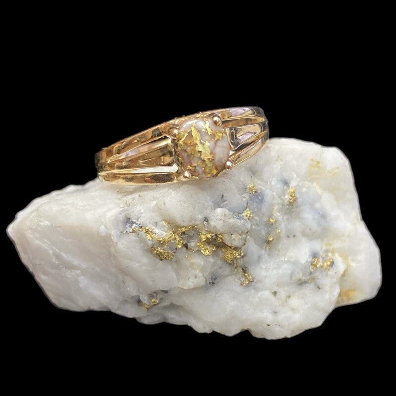 Oro Cal Gold Quartz Ring  - RL787Q-(G4) size 7.75