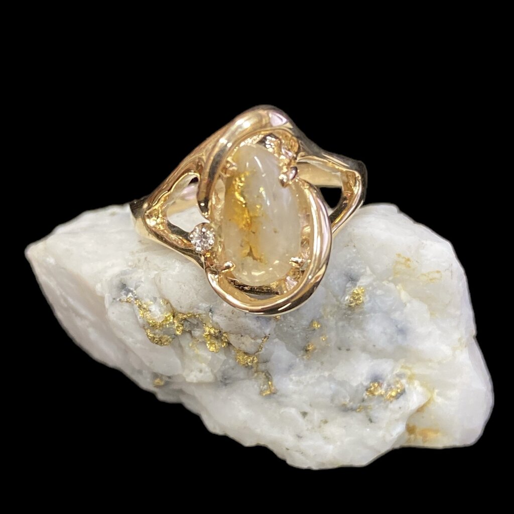 Gold Quartz Ring - RL784SDQ-(G4) size 7