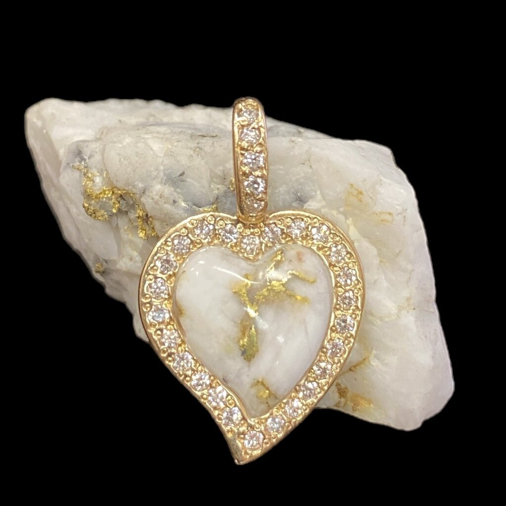 Oro-Cal Gold Quartz Pendant w/ diamonds PH12DQ