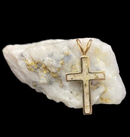 Gold Quartz Cross Pendant -PCR9QX