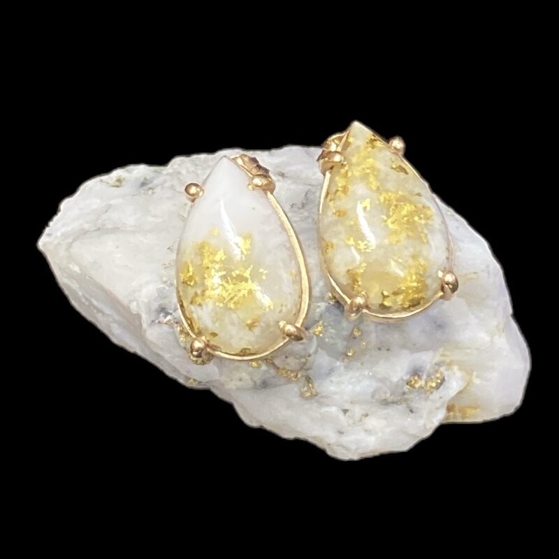 Oro-Cal Gold Quartz Earrings (G3)  E17*11Q