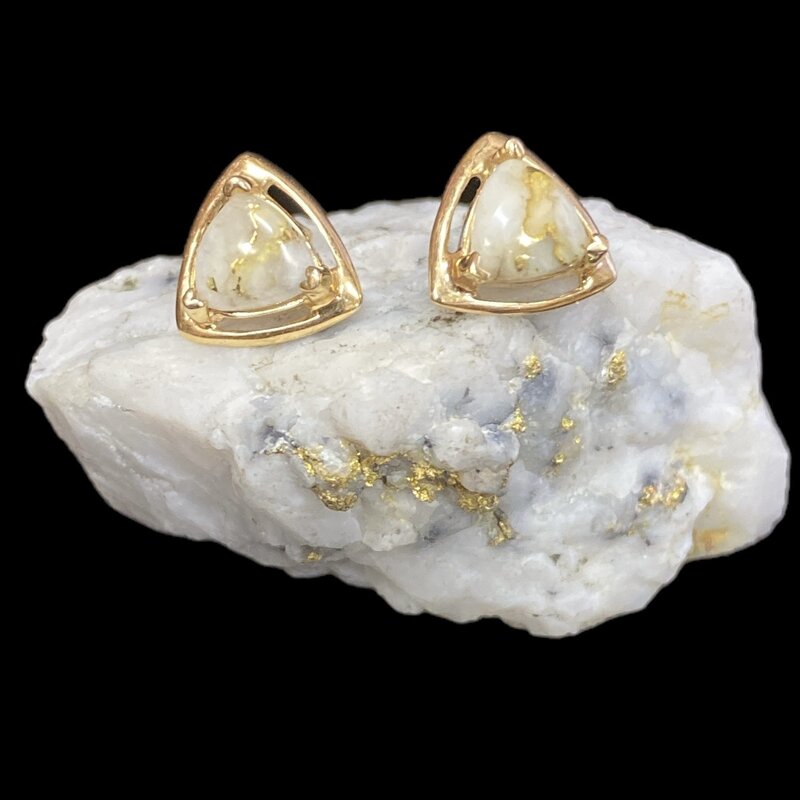 Gold Quartz Post Earrings EN441Q