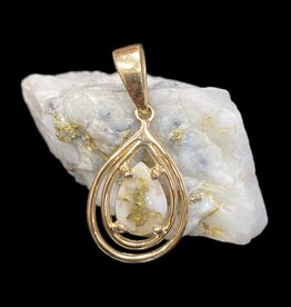 Gold Quartz Teardrop Pendant PN1076XSQ-(G4)