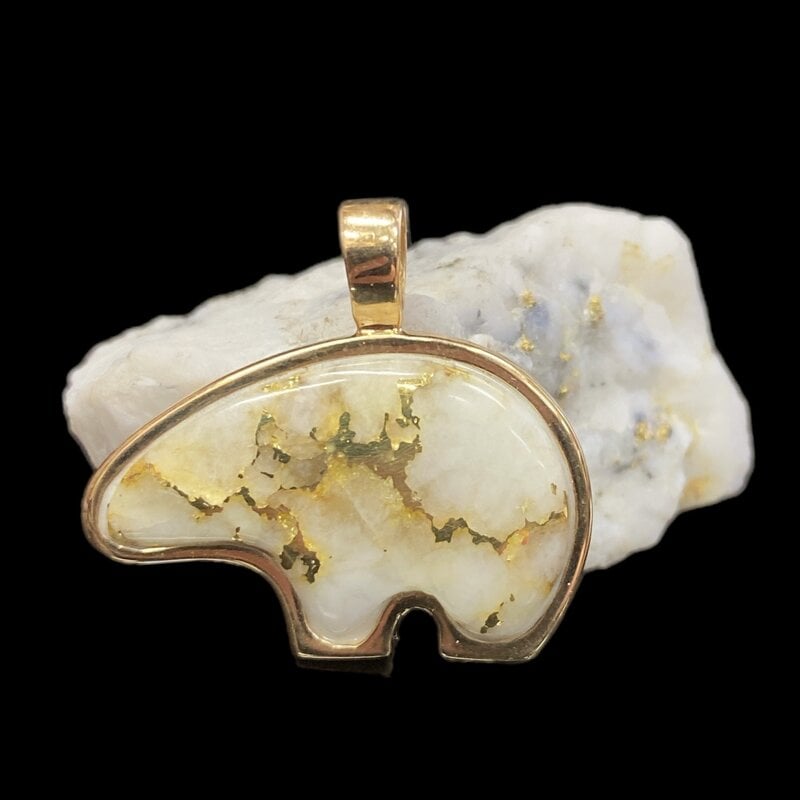 Oro Cal Gold Quartz Bear Pendant - PBR1JQX