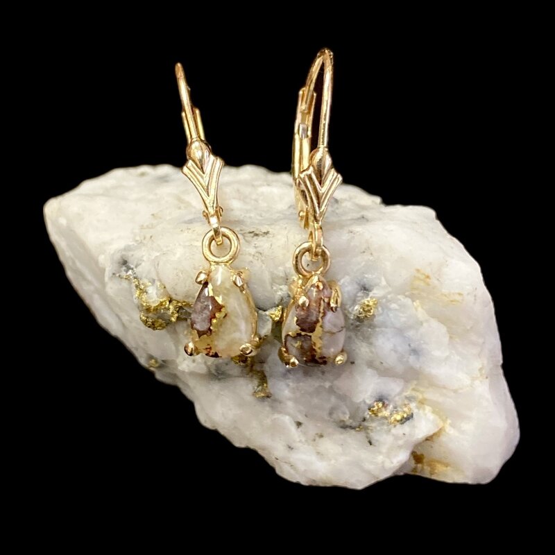 Oro Cal Gold Quartz Earrings - E7*5Q/LB