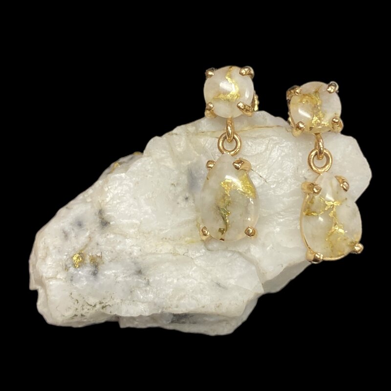 Oro Cal Gold Quartz Earrings E6M10*7Q