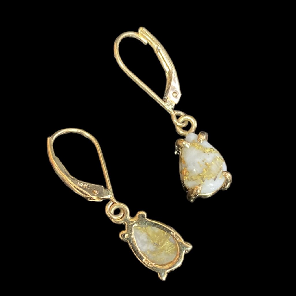 Oro Cal Gold Quartz Earrings  E10*7Q/LB