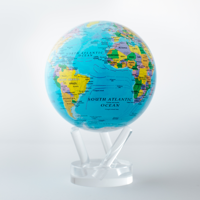 4.5" Globe Political Map Blue