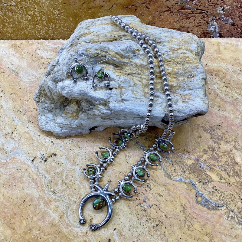 Green Turquoise Squash Set (Earring & Necklace)