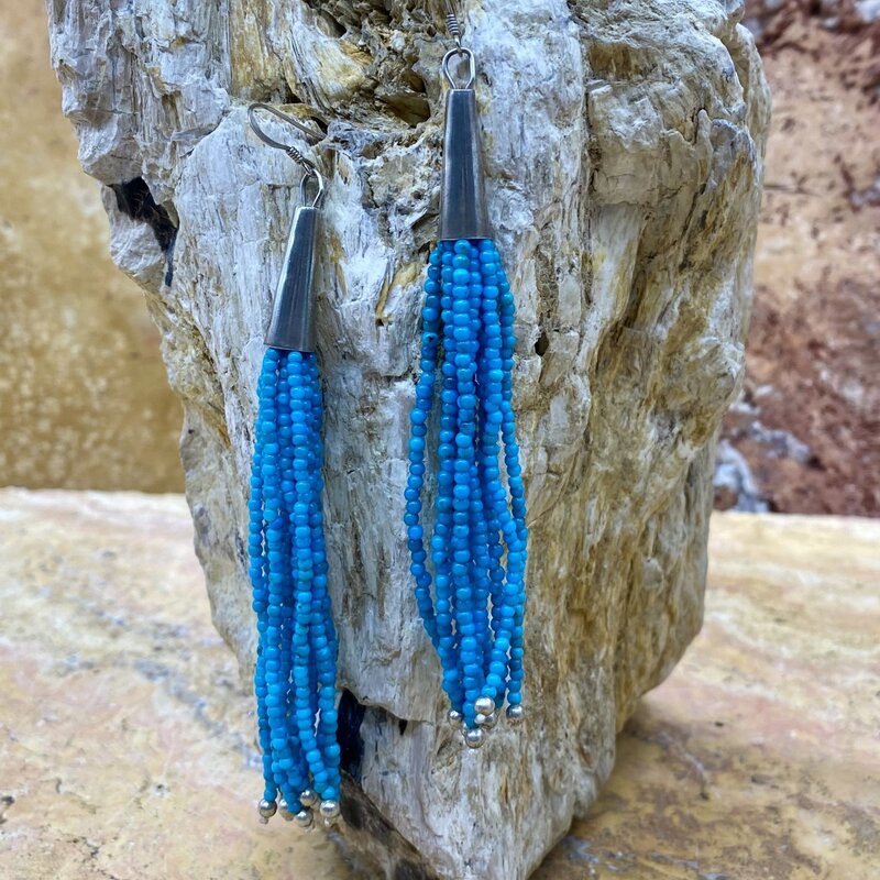 Sleeping Beauty Turquoise 10 Strand Earrings