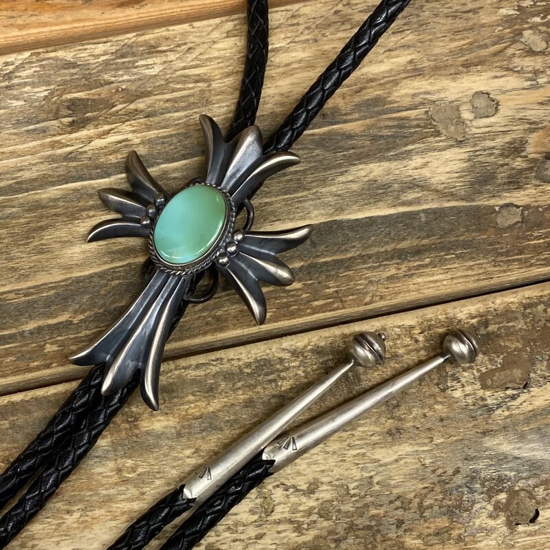 Sandcast Cross Royston Turquoise bolo