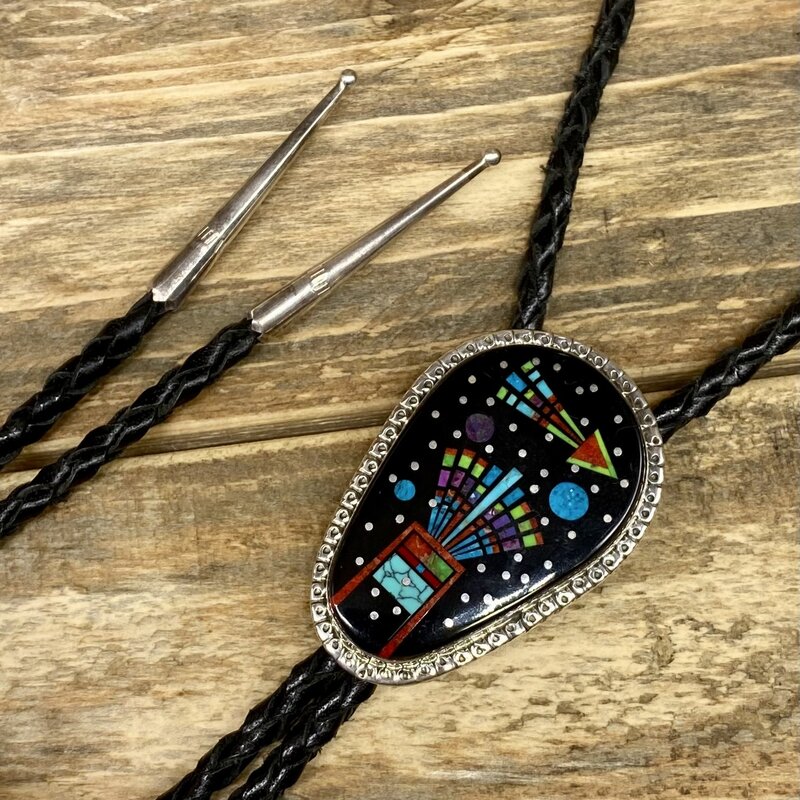 Rio Grande Wholesale Inlay Bolo by Sammy Smith, Zuni
