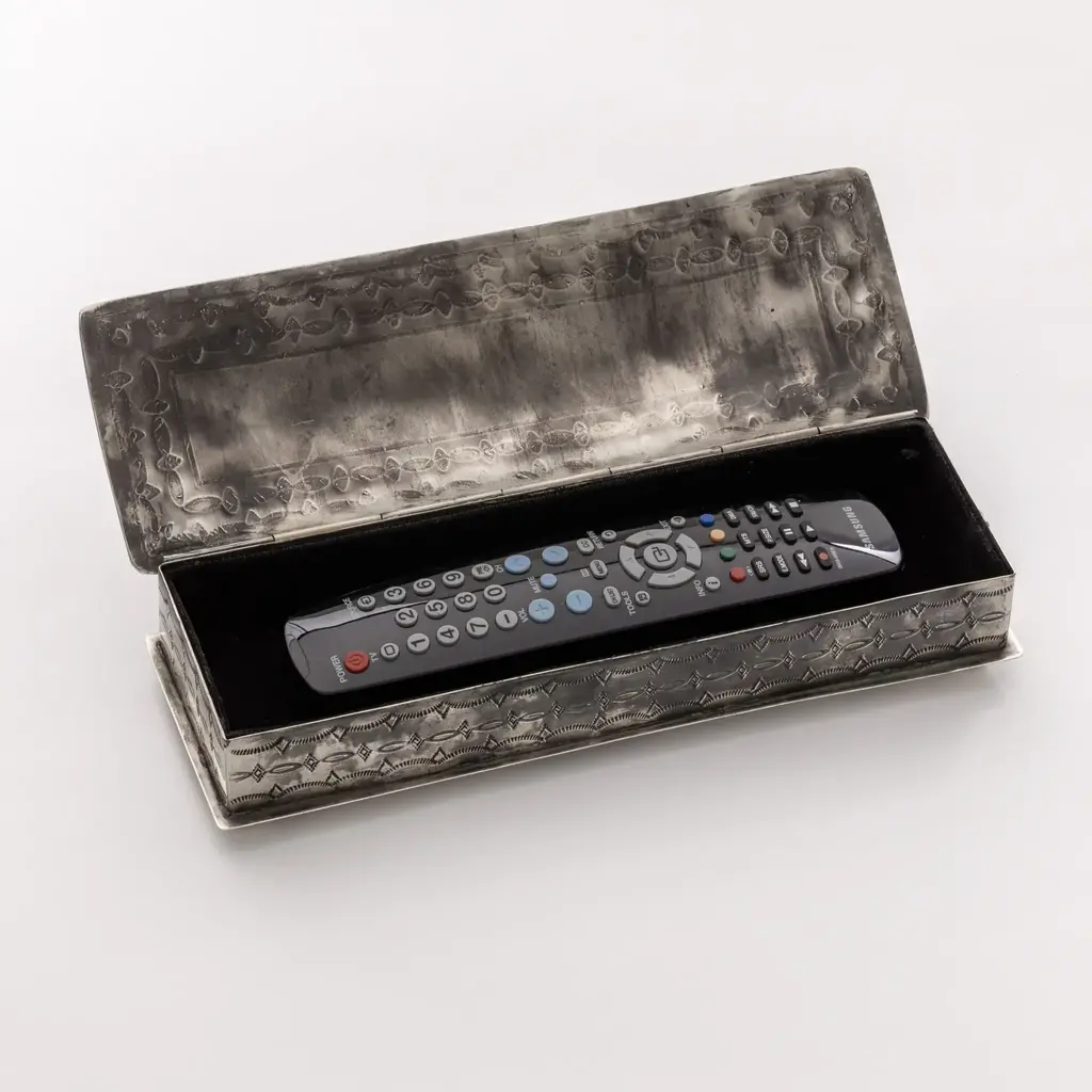 Long Stamped Box with 3 Turquoise Stones