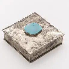 Square Box with Dimples and Lg Turquoise Stone