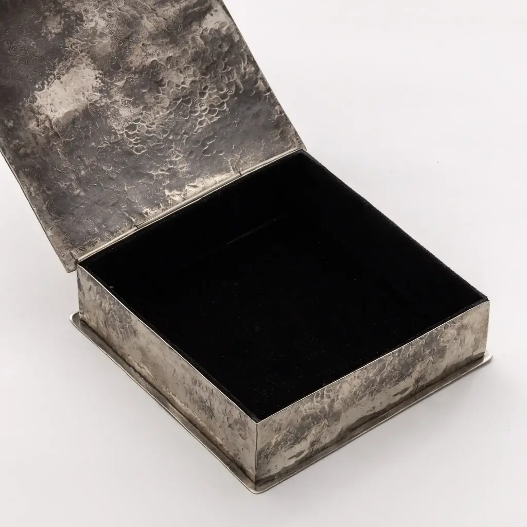 Square Box with Dimples and Lg Turquoise Stone