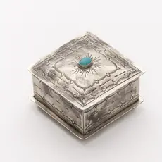 Square Stamped box with Turquiose