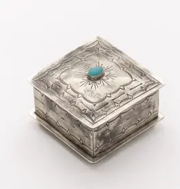 Square Stamped box with Turquiose