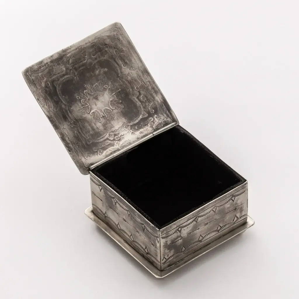 Square Stamped box with Turquiose