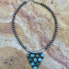 RUNNING BEAR Sonoran Turquoise Necklace on Navajo Pearls by Tom Lewis