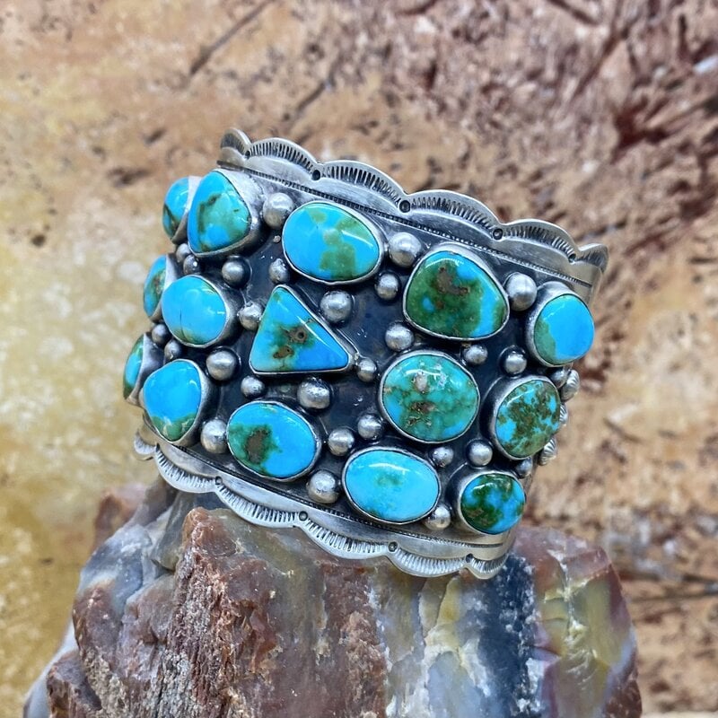 First American Traders 15 Stone Sonoran Turquoise Cuff-6.5"